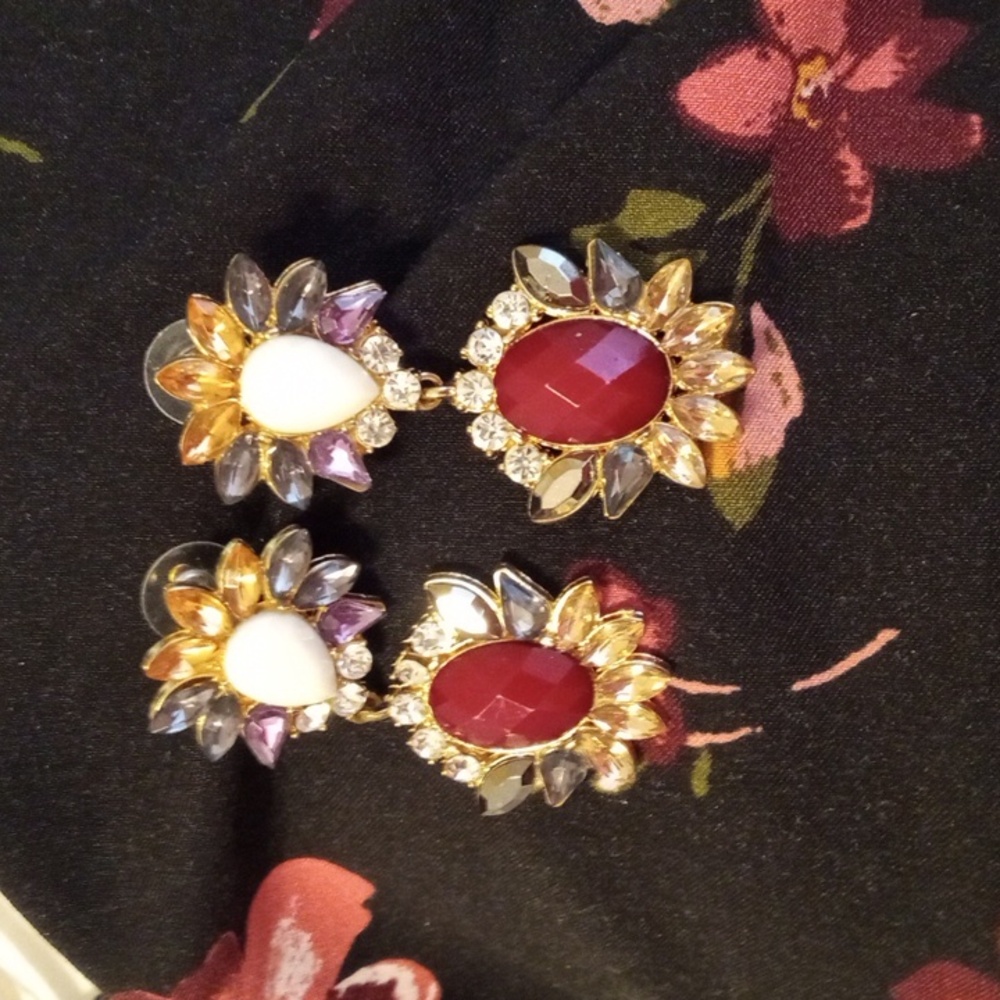 Statement earrings multicolored gems